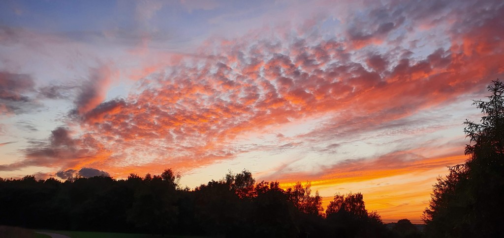 Vibrant red sky after sunset